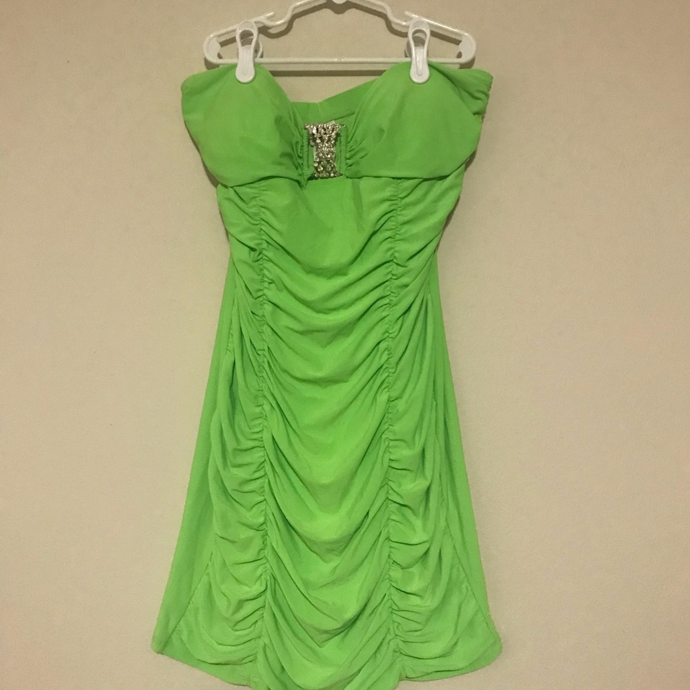Sexy lime green strapless dress